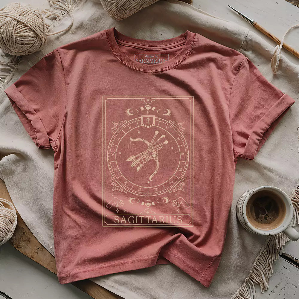 sagittarius yarn tarot t shirt heather mauve
