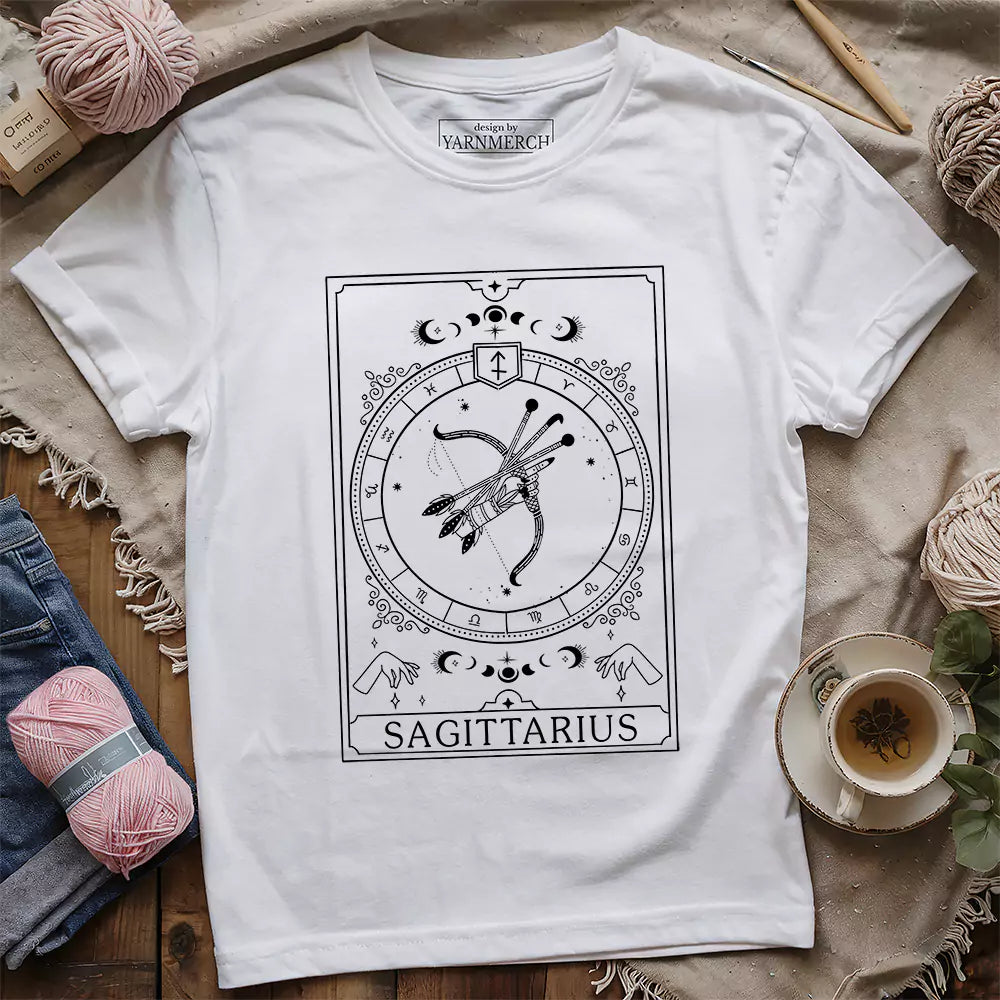 sagittarius yarn tarot t shirt white