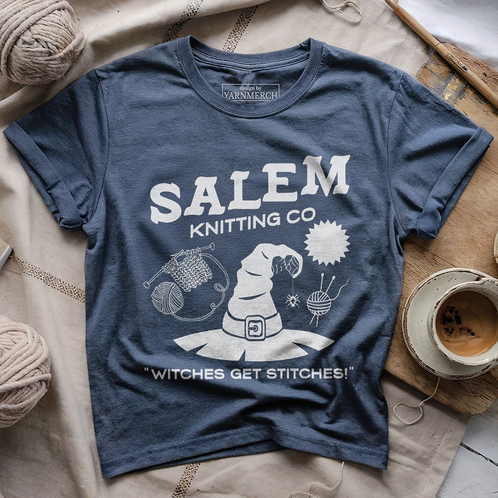 salem knitting t shirt heather navy