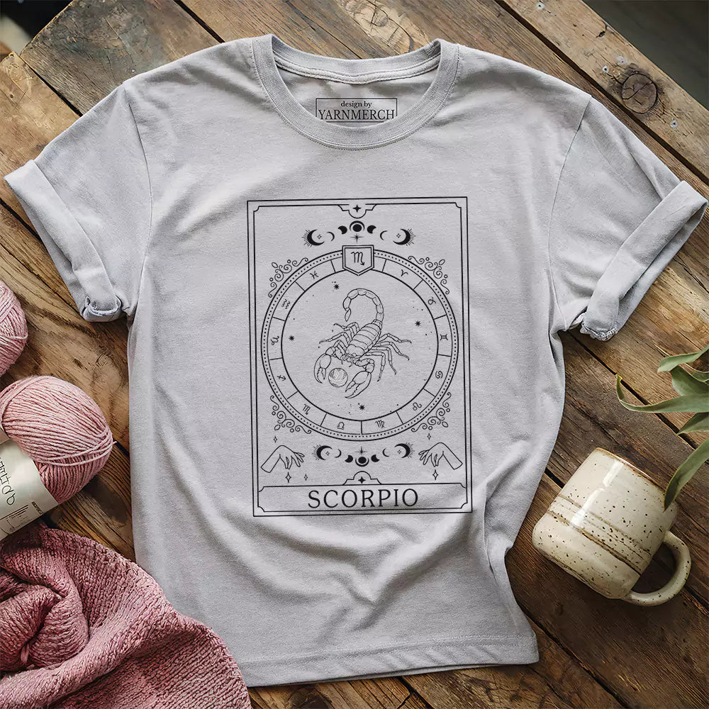 scorpio yarn tarot t shirt athletic heather