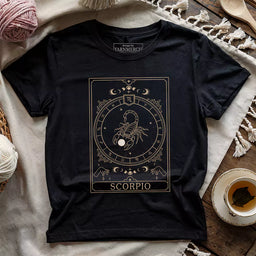 scorpio yarn tarot t shirt black