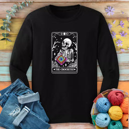 skeleton crocheter tarot long sleeve black