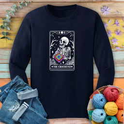 skeleton crocheter tarot long sleeve navy