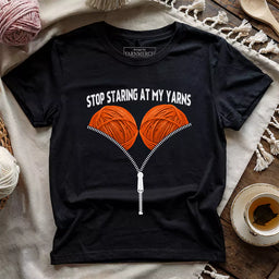 staring at my yarn t shirt black