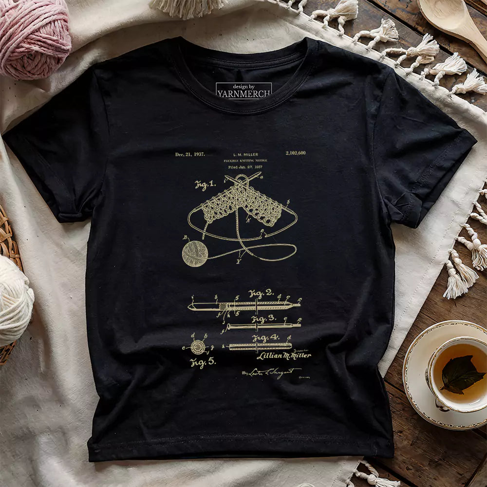vintage knitting pattern t shirt black