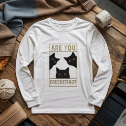 white AreUCrochetingLongSleeveTee