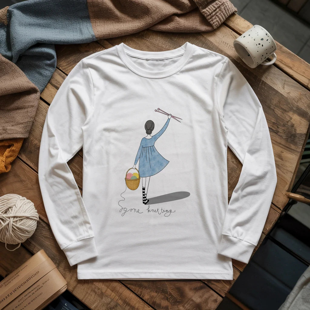 white GoneKnittingLongSleeveT shirt