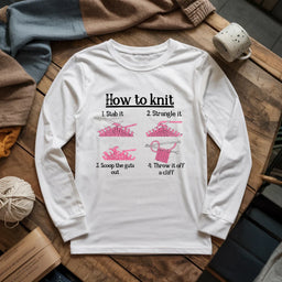 white HowToKnitLongSleeveT shirt