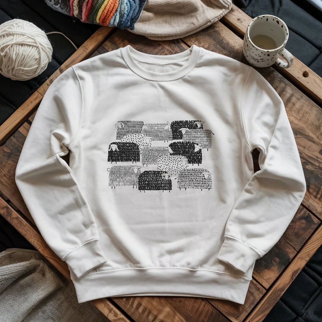 white SheepHappensSweatshirt