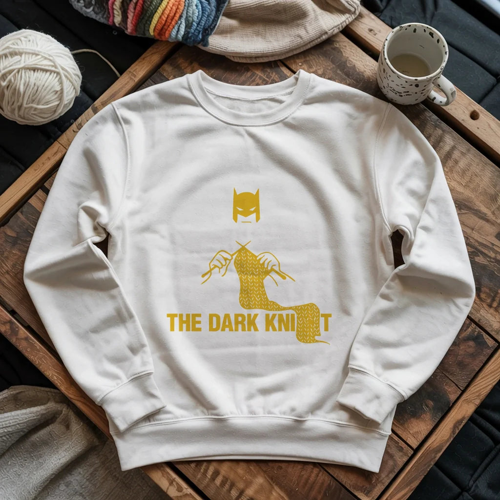 white TheDarkKnitSeatshirt