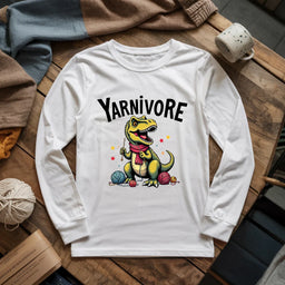 white YarnivoreKnitterLongSleeveT shirt