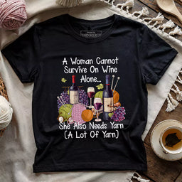 wine and yarn lover black