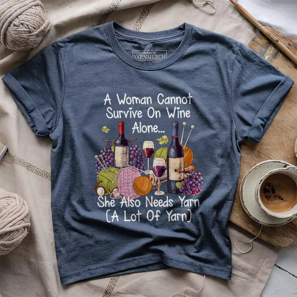 wine and yarn lover heather navy