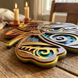 wooden shamrock wall art closeup