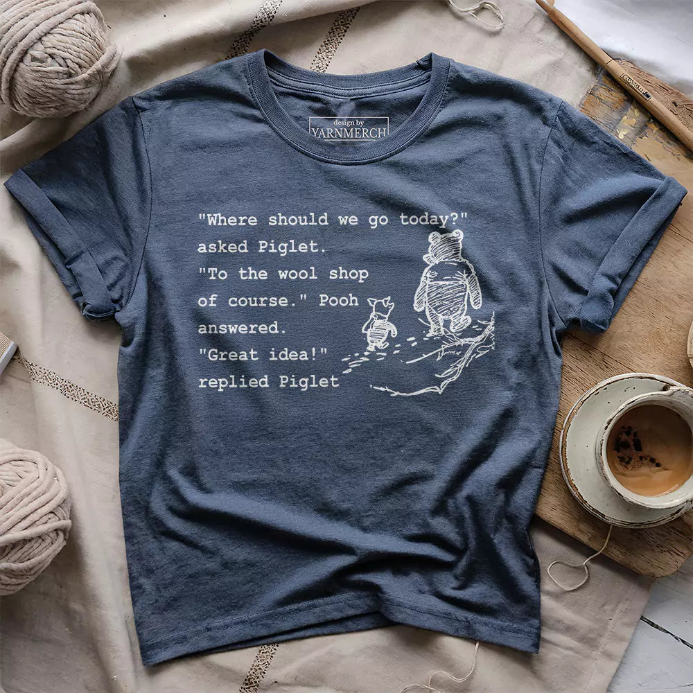 wool shop t shirt heather navy