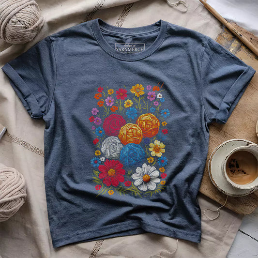 yarn bloom t shirt heather navy