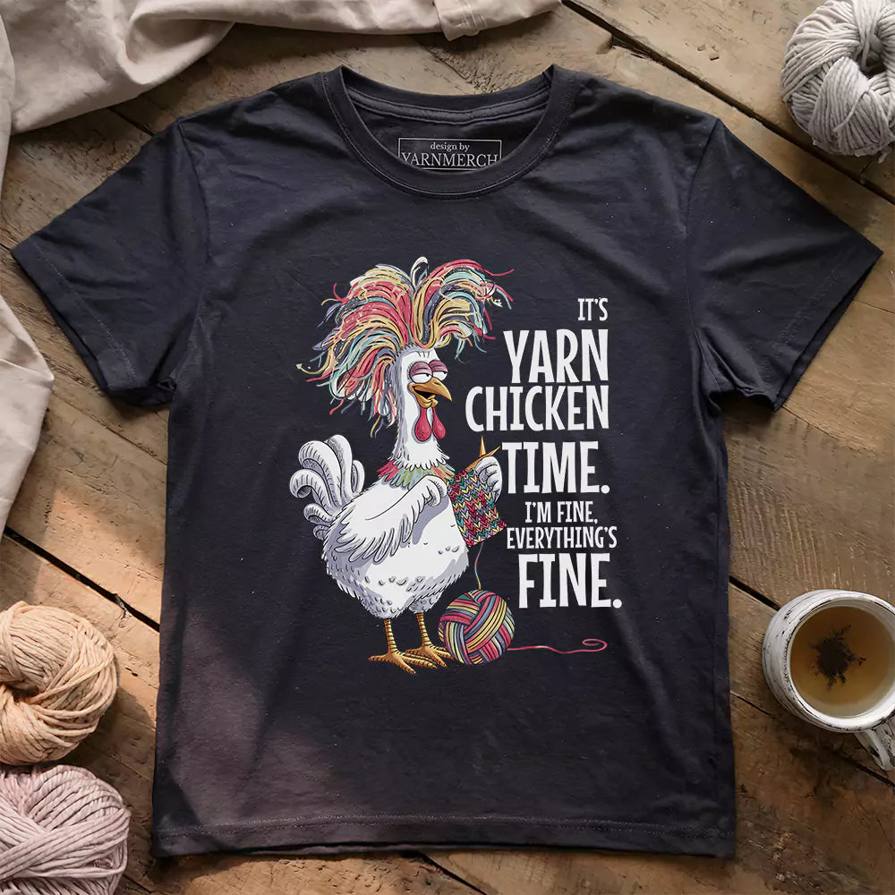 yarn chicken time t shirt dark grey heather