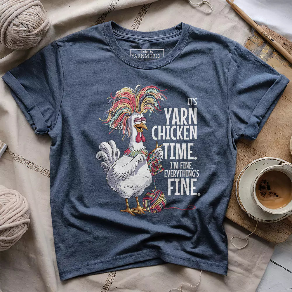 yarn chicken time t shirt heather navy