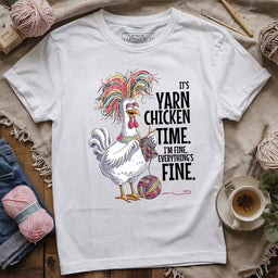 yarn chicken time t shirt white
