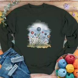 yarn field sweatshirt forest