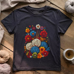 yarn flower t shirt dark grey heather