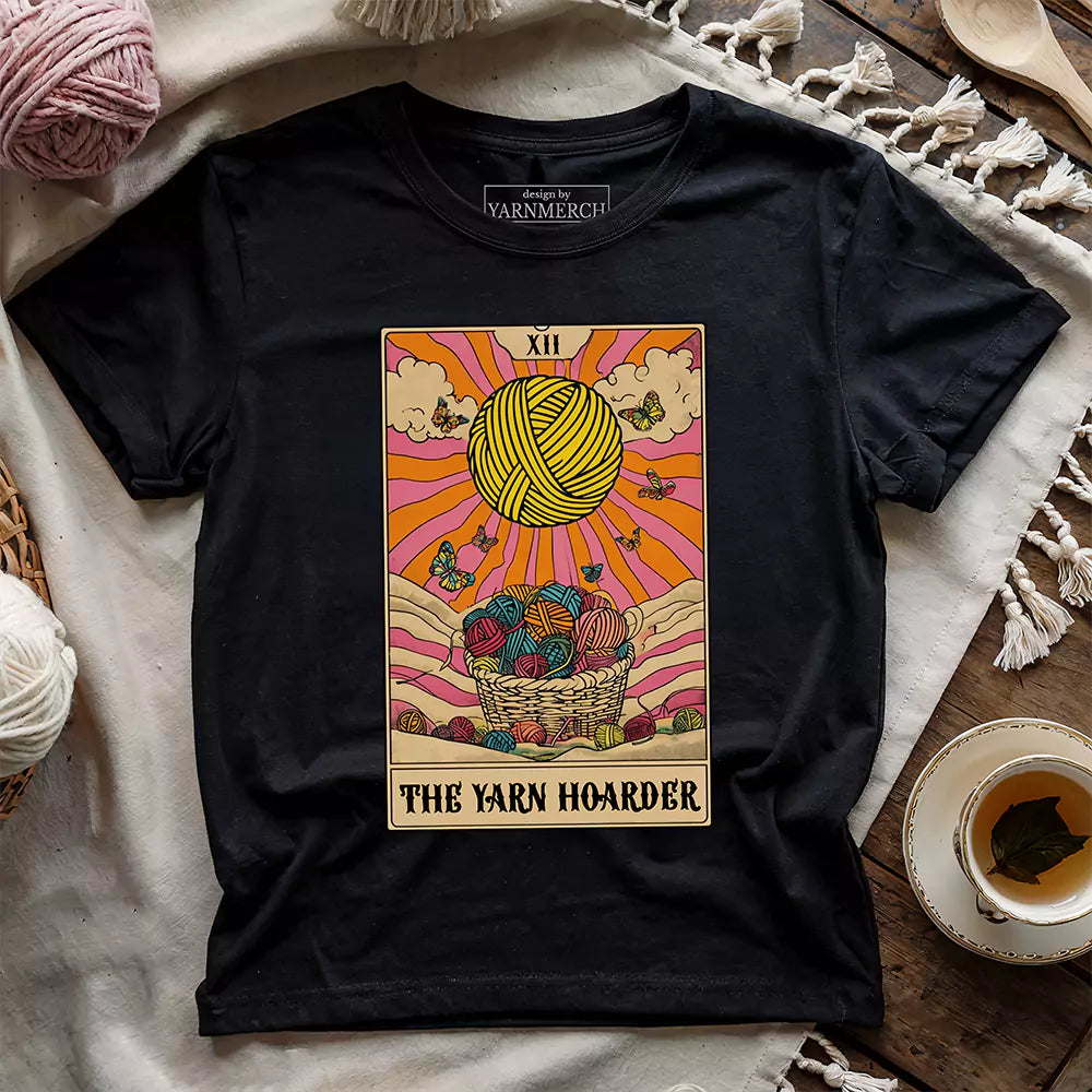 yarn hoarder tarot t shirt black