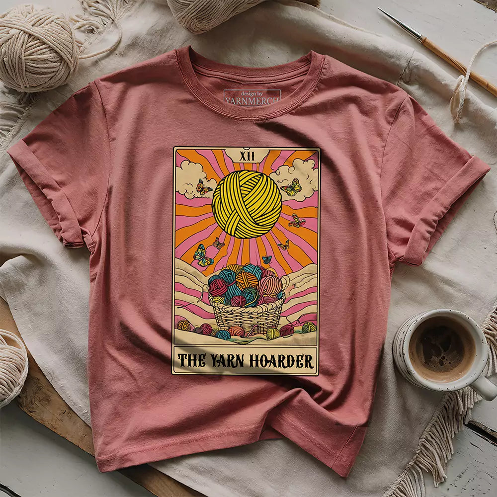 yarn hoarder tarot t shirt heather mauve