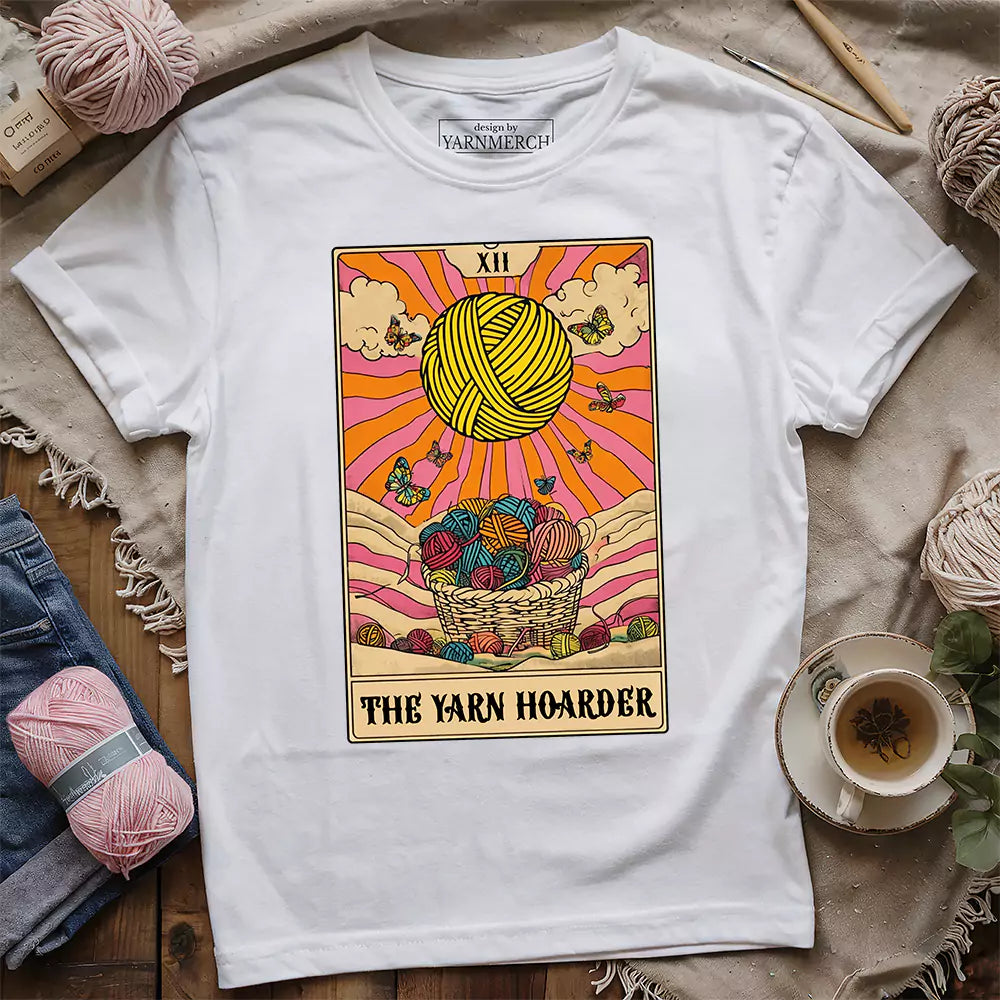 yarn hoarder tarot t shirt white