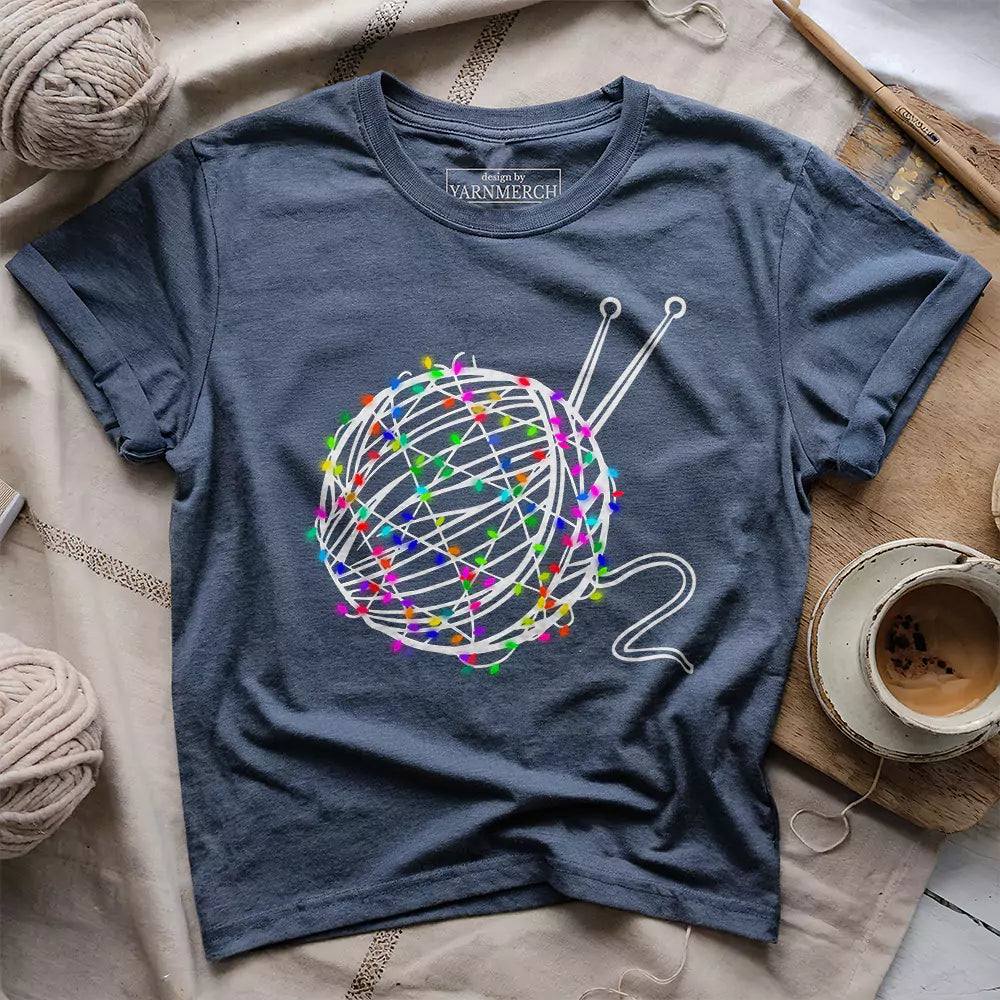 yarn lights t shirt heather navy