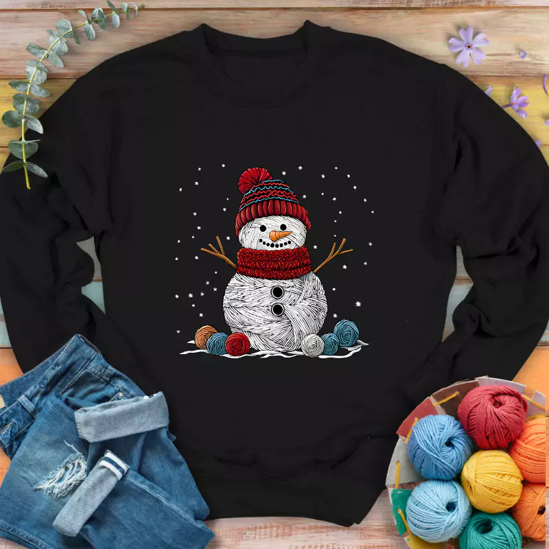 yarn snowman sweatshirt black