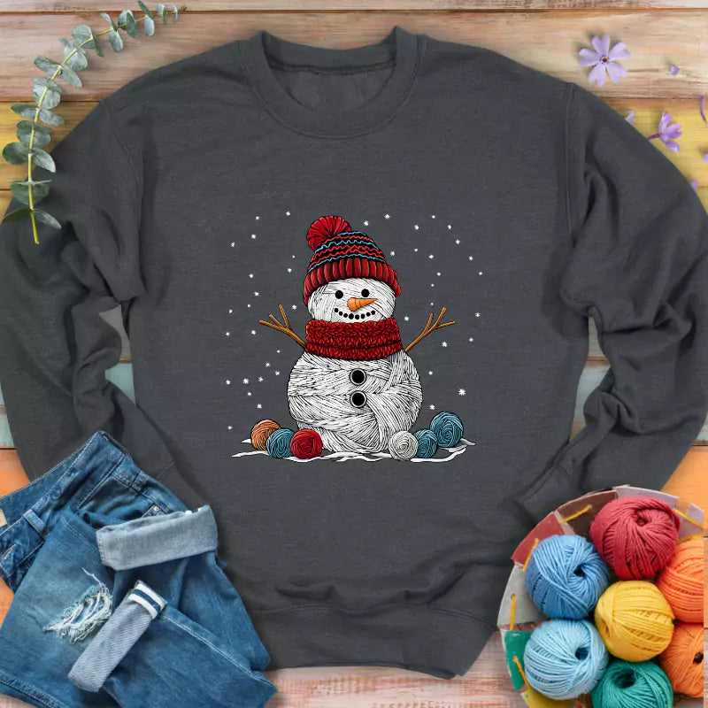 yarn snowman sweatshirt dark heather