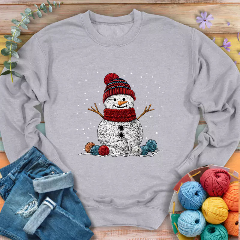 yarn snowman sweatshirt sports grey