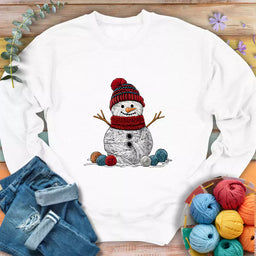 yarn snowman sweatshirt white