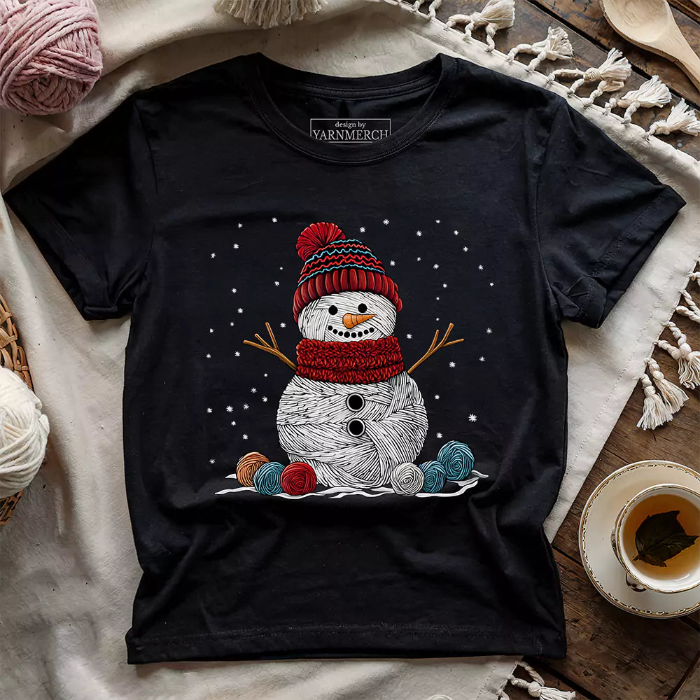 yarn snowman t shirt black