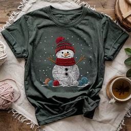 yarn snowman t shirt forest
