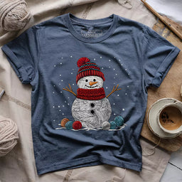 yarn snowman t shirt heather navy