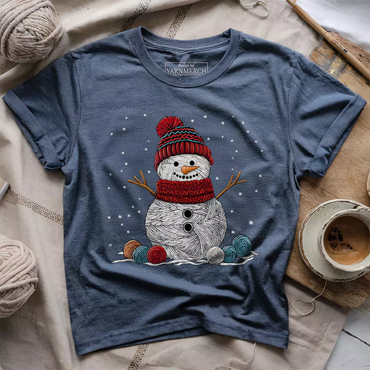 yarn snowman t shirt heather navy