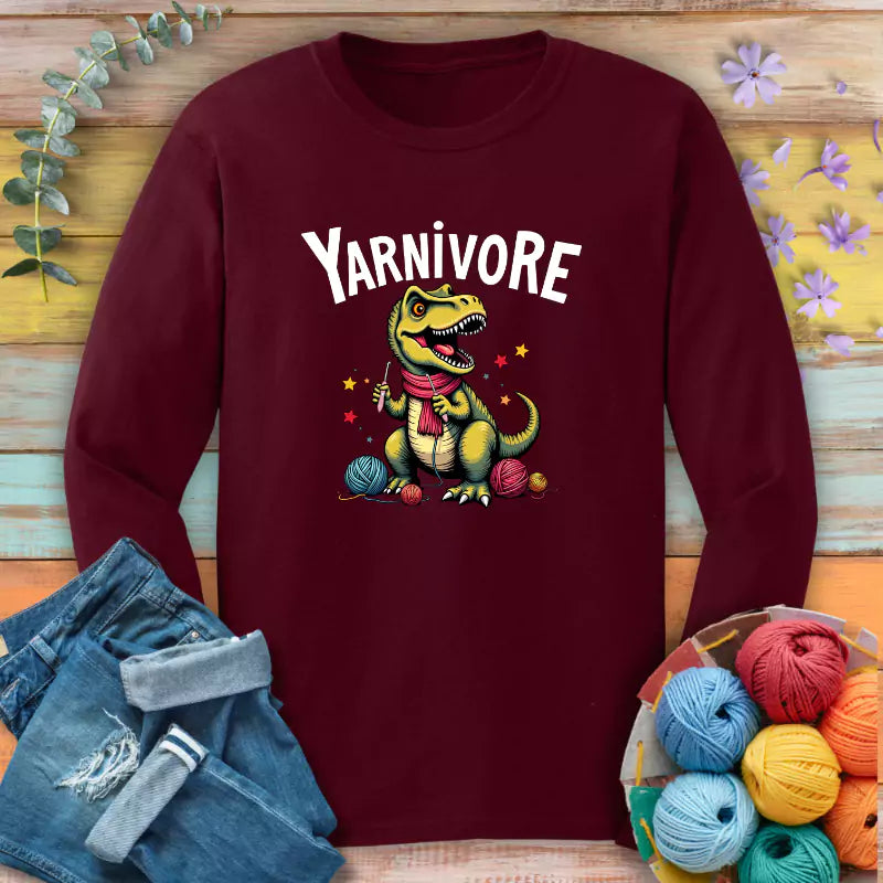 yarnivore crocheter long sleeve maroon