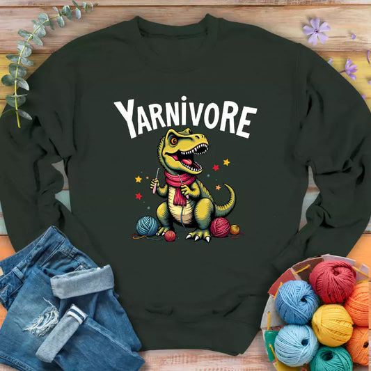 yarnivore crocheter sweatshirt forest green